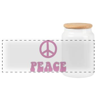 Peace Symbol Retro Hippie Style Flower Power - Panorama Keksdose mit Holzdeckel - Weiß - Vorne
