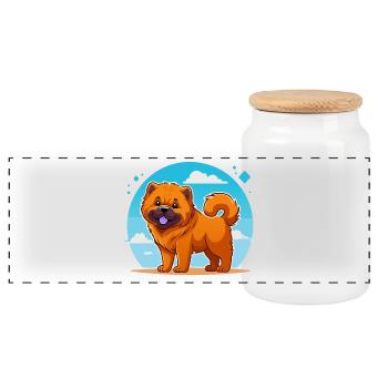 Chow-Chow (Comic) - Panorama Keksdose mit Holzdeckel - Weiß - Vorne