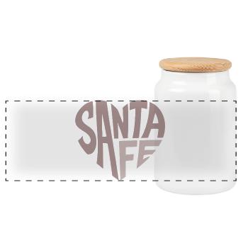 Santa Fe Retro Typo Heart - Panoramic Cookie Jar with Wooden Lid - white - Front