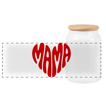T-shirt MAMA en forme de cœur, style rétro - Boîte à biscuits avec couvercle en bois - blanc - Devant