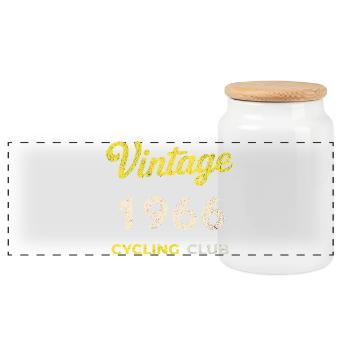 Vintage 1966 – Cycling Club Retro Birth Year - Panoramic Cookie Jar with Wooden Lid - white - Front