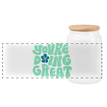 You’re Doing Great Bold Typography Positive Design - Panorama Keksdose mit Holzdeckel - Weiß - Vorne