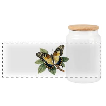 Machaon ou Grand porte-queue, Papilio machaon  - Boîte à biscuits avec couvercle en bois - blanc - Devant