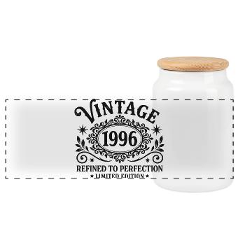 Anniversaire du millésime 1996 affiné à la perfection - Boîte à biscuits avec couvercle en bois - blanc - Devant