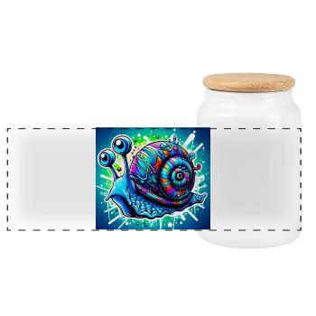 Snail - Panoramic Cookie Jar with Wooden Lid - white - Front