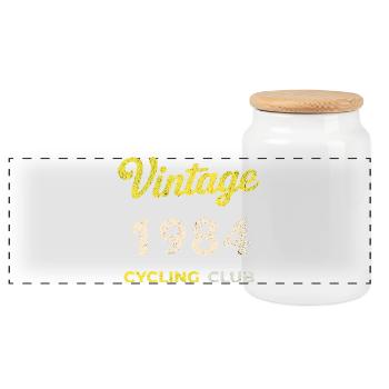 Vintage 1984 – Cycling Club Retro Geburtsjahr - Panorama Keksdose mit Holzdeckel - Weiß - Vorne