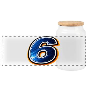 Number 6 Football Shirt Sporty Design - Panoramic Cookie Jar with Wooden Lid - white - Front