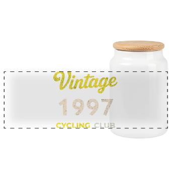 Vintage 1997 – Cycling Club Retro Birth Year - Panoramic Cookie Jar with Wooden Lid - white - Front