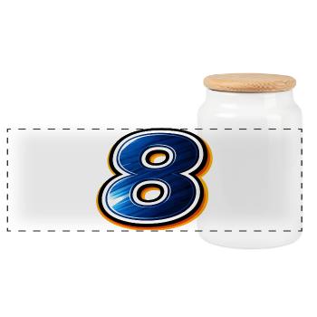 Number 8 Football Shirt Sporty Design - Panoramic Cookie Jar with Wooden Lid - white - Front