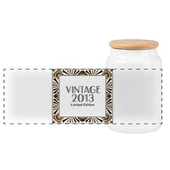 Anniversaire Art déco édition limitée vintage 2013 - Boîte à biscuits avec couvercle en bois - blanc - Devant