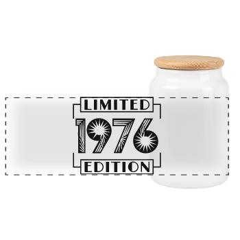 Limited Edition 1976 Vintage Geburtstag Retro - Panorama Keksdose mit Holzdeckel - Weiß - Vorne