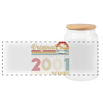 Cadeau du 25e anniversaire Mari Original avril 2001 - Boîte à biscuits avec couvercle en bois - blanc - Devant