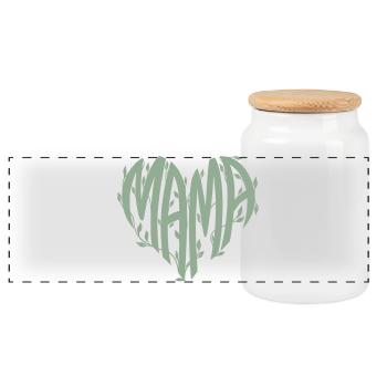 Mom Heart Nature Font - Panoramic Cookie Jar with Wooden Lid - white - Front