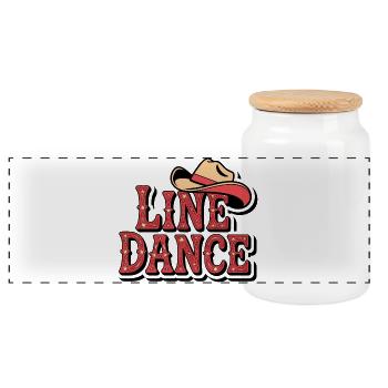 Line Dance Cowboy Hut - Panorama Keksdose mit Holzdeckel - Weiß - Vorne