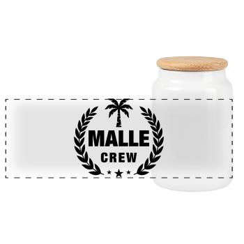 Malle Crew Palme - Panorama Keksdose mit Holzdeckel - Weiß - Vorne