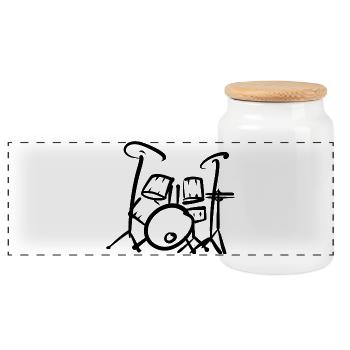 Chemise Silhouette de Batterie - Boîte à biscuits avec couvercle en bois - blanc - Devant