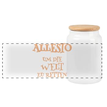 Geschenk für Allesio - Panorama Keksdose mit Holzdeckel - Weiß - Vorne
