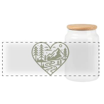 Paysage en forme de cœur avec montagnes et rivière - Boîte à biscuits avec couvercle en bois - blanc - Devant
