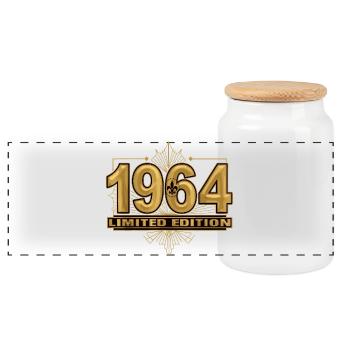 Édition limitée vintage anniversaire 1964 - Boîte à biscuits avec couvercle en bois - blanc - Devant