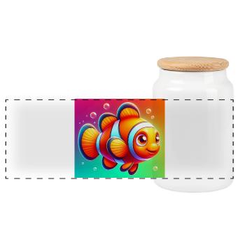 Clownfisch - Panorama Keksdose mit Holzdeckel - Weiß - Vorne