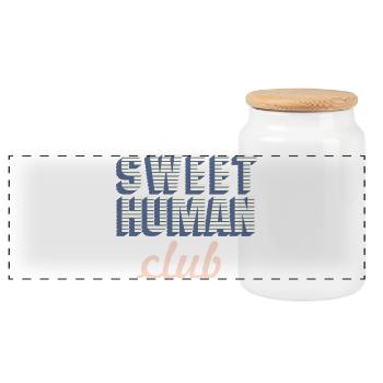 Sweet Human Club Logo - Boîte à biscuits avec couvercle en bois - blanc - Devant