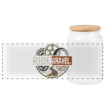 Ride Gravel Bike Offroad Bikepacking - Panoramic Cookie Jar with Wooden Lid - white - Front