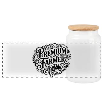 Premium Farmer Spruch Landwirt - Panorama Keksdose mit Holzdeckel - Weiß - Vorne