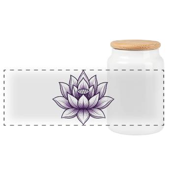 Yoga Lotus Flower - Panoramic Cookie Jar with Wooden Lid - white - Front