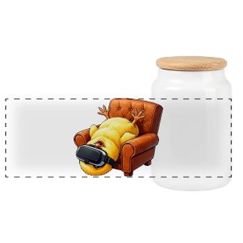 Une fille avec des lunettes VR dans le fauteuil - Boîte à biscuits avec couvercle en bois - blanc - Devant