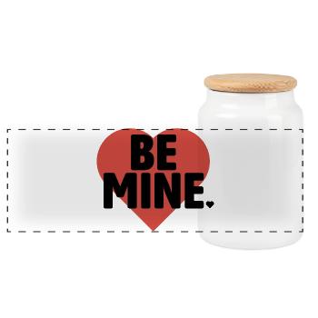 Be Mine Heart Kühne Typografie - Panorama Keksdose mit Holzdeckel - Weiß - Vorne