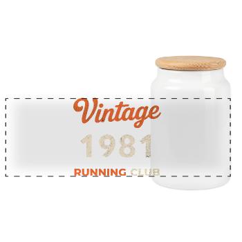 Vintage 1981 Running Club Geburtstag Geschenkidee - Panorama Keksdose mit Holzdeckel - Weiß - Vorne