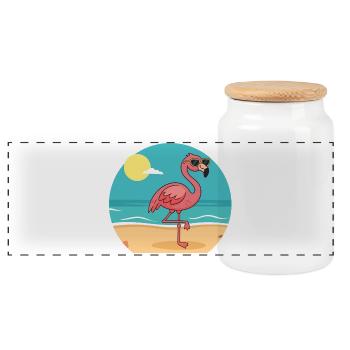 Bronzage de flamants roses n°2 - Boîte à biscuits avec couvercle en bois - blanc - Devant