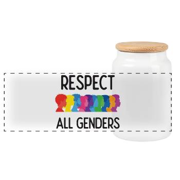 LGBT-Pride-Monat – Respektiert alle Geschlechter - Panorama Keksdose mit Holzdeckel - Weiß - Vorne