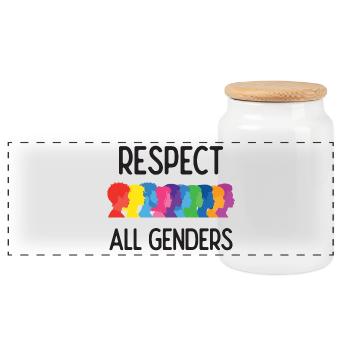 LGBT-Pride-Monat – Respektiert alle Geschlechter - Panorama Keksdose mit Holzdeckel - Weiß - Vorne