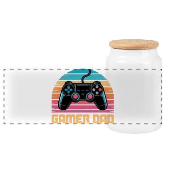 Gamer Dad Retro Controller Sunset Zocken Zocker - Panorama Keksdose mit Holzdeckel - Weiß - Vorne