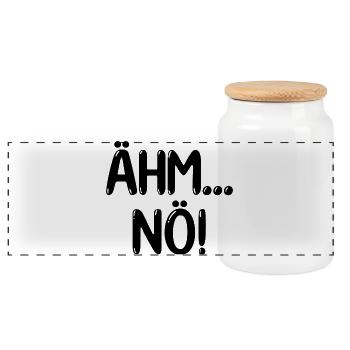Ähm Nö Lustiger Spruch - Panorama Keksdose mit Holzdeckel - Weiß - Vorne