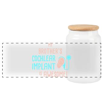 L’implant cochléaire de mon frère est génial - Boîte à biscuits avec couvercle en bois - blanc - Devant