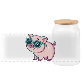 Cool Pig Sonnenbrille - Panorama Keksdose mit Holzdeckel - Weiß - Vorne