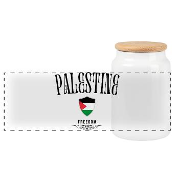 Flag of Palestine, Palestinian pride - Panoramic Cookie Jar with Wooden Lid - white - Front