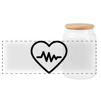 heartbeat - Panoramic Cookie Jar with Wooden Lid - white - Front