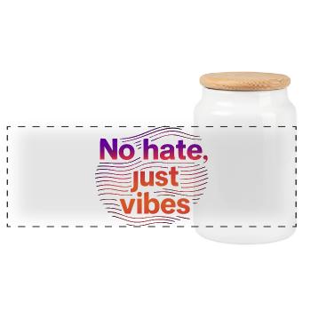 Colorful Waves Graphic No hate just vibes - Panoramic Cookie Jar with Wooden Lid - white - Front