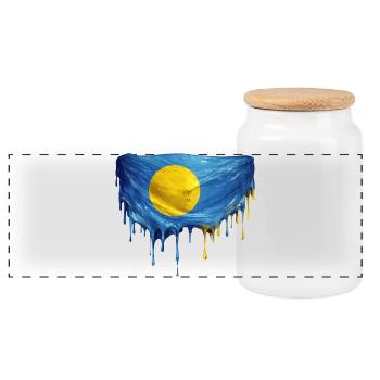 Drapeau Dégoulinant de Palaos - Boîte à biscuits avec couvercle en bois - blanc - Devant