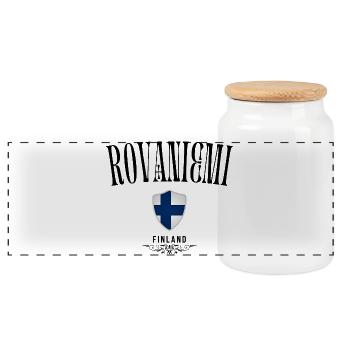 Souvenir Rovaniemi, design élégant Rovaniemi - Boîte à biscuits avec couvercle en bois - blanc - Devant