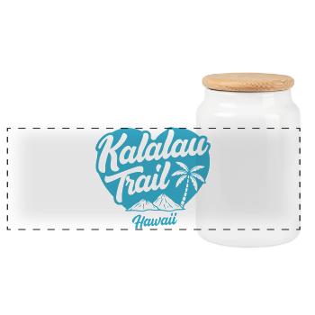 Logo tropical du sentier Kalalau Hawaii - Boîte à biscuits avec couvercle en bois - blanc - Devant