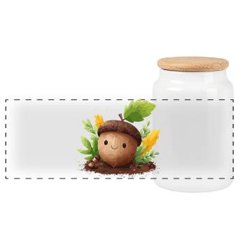 Ami du gland d’automne et mignon - Boîte à biscuits avec couvercle en bois - blanc - Devant