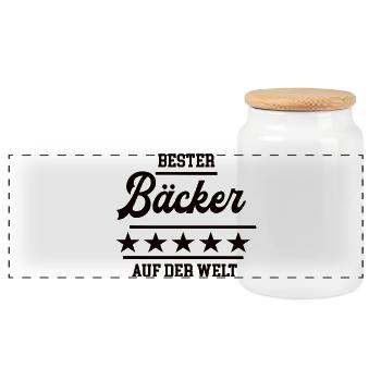 Bäcker Bester Handwerker Bäckerei Baecker Konditor - Panorama Keksdose mit Holzdeckel - Weiß - Vorne