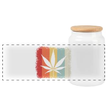 Désherbage rétro de cannabis à partir de feuilles de cannabis - Boîte à biscuits avec couvercle en bois - blanc - Devant