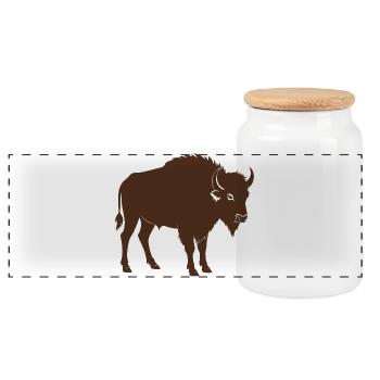 Solid buffalo - Panoramic Cookie Jar with Wooden Lid - white - Front