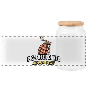 Pig-Fuse Porked Maximum Impact - Panoramic Cookie Jar with Wooden Lid - white - Front
