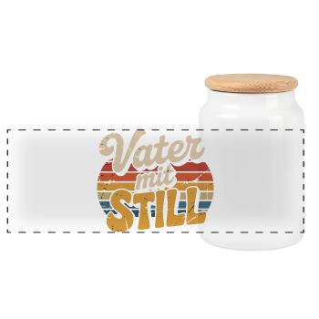Vater Mit Still Papa Vatertag Vater Humor - Panorama Keksdose mit Holzdeckel - Weiß - Vorne